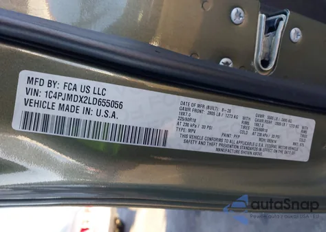 2020 Jeep Cherokee Limited 4X4 из США, поврежденный, VIN 1C4PJMDX2LD655056